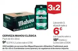 Hipercor MAHOU Clásica cerveza oferta