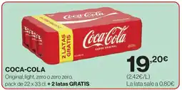 Hipercor COCA-COLA Original, light, zero o zero zero, oferta