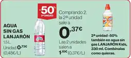 Hipercor Agua sin gas lanjarón oferta