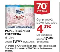 Hipercor FOXY Seda papel higiénico oferta