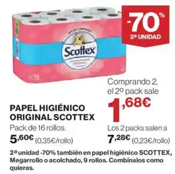 Hipercor SCOTTEX Papel higiénico original oferta