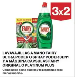 Hipercor FAIRY Lavavajillas a mano fairy ultra poder o spray poder 3en1 y a máquina capsulas fairy original o platinum plus oferta