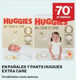 Hipercor HUGGIES En pañales y pants extra care oferta