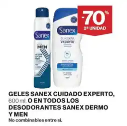 Hipercor SANEX Geles sanex cuidado experto o en todos los desodorantes dermo oferta
