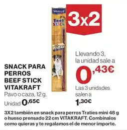 Hipercor VITAKRAFT Snack para perros beef stick oferta
