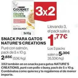 Hipercor Snack para gatos nature's creations oferta