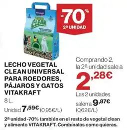 Hipercor VITAKRAFT Lecho vegetal clean universal para roedores, pájaros y gatos oferta