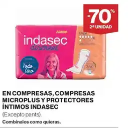 Hipercor INDASEC En compresas, compresas microplus y protectores íntimos oferta