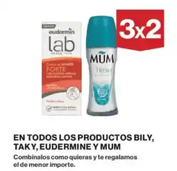 Hipercor EUDERMINE y MUM En todos los productos bily, taky oferta