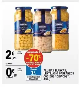 E.Leclerc CIDACOS Alubias blancas, lentejas o garbanzos cocidos oferta