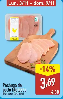 ALDI Pechuga de pollo fileteada oferta
