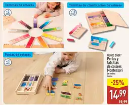 ALDI MUNDO DIVER Perlas y tablillas de colores Montessori oferta