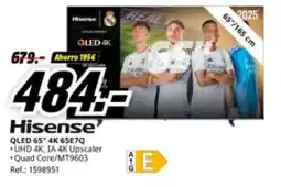 MediaMarkt HISENSE QLED 65" 4K 65E7Q oferta