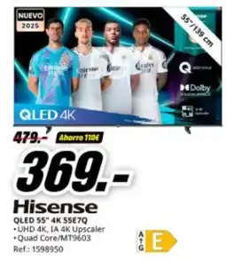 MediaMarkt HISENSE QLED 55" 4K 55E7Q oferta