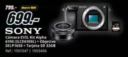 MediaMarkt SONY Cámara EVIL Kit Alpha 6100 (ILCE6100L) + Objetivo SELP1650 + Tarjeta SD 32GB oferta
