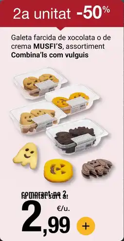 BonpreuEsclat MUSFI'S Galeta farcida de xocolata o de crema assortiment Combina'ls com vulguis oferta