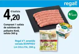 BonpreuEsclat Comprant 1 safata de salsitxes de pollastre Km0, safata oferta