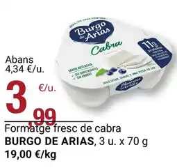 BonpreuEsclat BURGO DE ARIAS Formatge fresc de cabra oferta