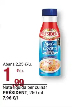 BonpreuEsclat PRÉSIDENT Nata liquida per cuinar oferta