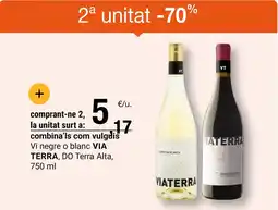 BonpreuEsclat VIA TERRA Vi negre o blanc DO Terra Alta, oferta