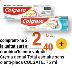 BonpreuEsclat COLGATE Crema dental Total esmalts sans o anti-placa oferta