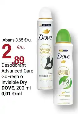 BonpreuEsclat DOVE Desodorant Advanced Care GoFresh o Invisible Dry oferta