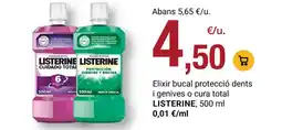 BonpreuEsclat LISTERINE Elixir bucal protecció dents i genives o cura total oferta