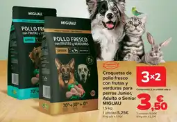Carrefour MIGUAU Croquetas de pollo fresco con frutas y verduras para perros Junior, Adulto o Senior oferta