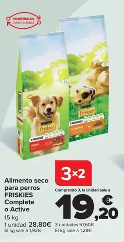 Carrefour FRISKIES Alimento seco para perros Complete o Active oferta