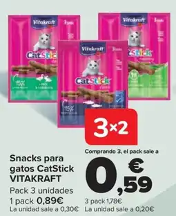 Carrefour VITAKRAFT Snacks para gatos CatStick oferta