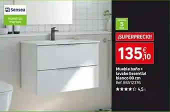 Senseo - mueble bano + lavabo essential blanco 90 cm