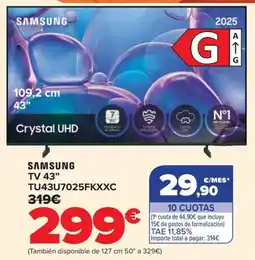 Carrefour SAMSUNG Tv 43" TU43U7025FKXXC oferta