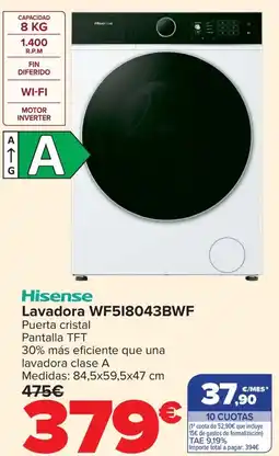 Carrefour HISENSE Lavadora WF518043BWF oferta