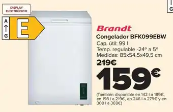 Carrefour BRANDT Congelador BFK099EBW oferta