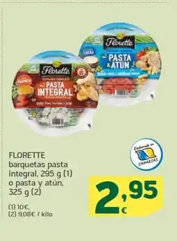 HiperDino FLORETTE barquetas pasta integral oferta