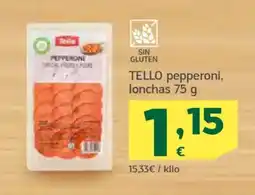 HiperDino TELLO pepperoni, lonchas oferta