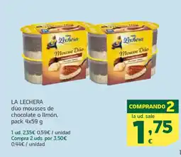 HiperDino LA LECHERA dúo mousses de chocolate o limón oferta