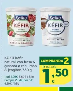 HiperDino KAIKU Kéfir natural, con fresa & granada o con limón & jengibre oferta