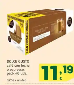 HiperDino DOLCE GUSTO café con leche o espresso oferta