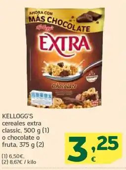 HiperDino KELLOGG'S cereales extra classic o chocolate o fruta oferta