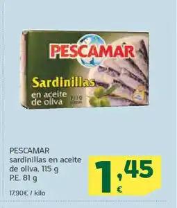HiperDino PESCAMAR sardinillas en aceite de oliva oferta