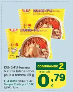 HiperDino KUNG-FU ternera & curry fideos sabor pollo o ternera oferta
