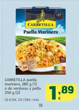 HiperDino CARRETILLA paella marinera,o de verduras y pollo oferta