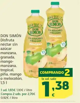 HiperDino DON SIMÓN Disfruta néctar sin azúcar manzana, granada, mango- manzana, tropical, piña, mango o melocotón oferta