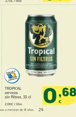 HiperDino TROPICAL cerveza sin filtros oferta