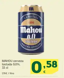 HiperDino MAHOU cerveza tostada 0,0% oferta