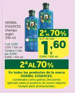 HiperDino HERBAL ESSENCES champú argán oferta