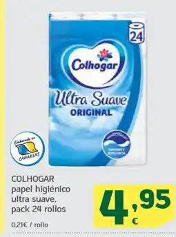 HiperDino COLHOGAR papel higiénico ultra suave, pack 24 rollos oferta