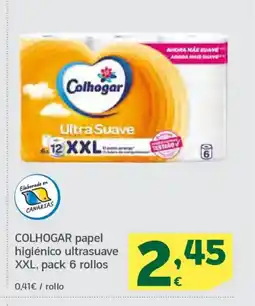 HiperDino COLHOGAR papel higiénico ultrasuave XXL, pack 6 rollos oferta