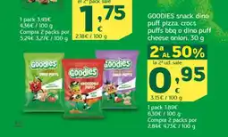 HiperDino GOODIES snack dino puff pizza, crocs puffs bbq o dino puff cheese onion oferta